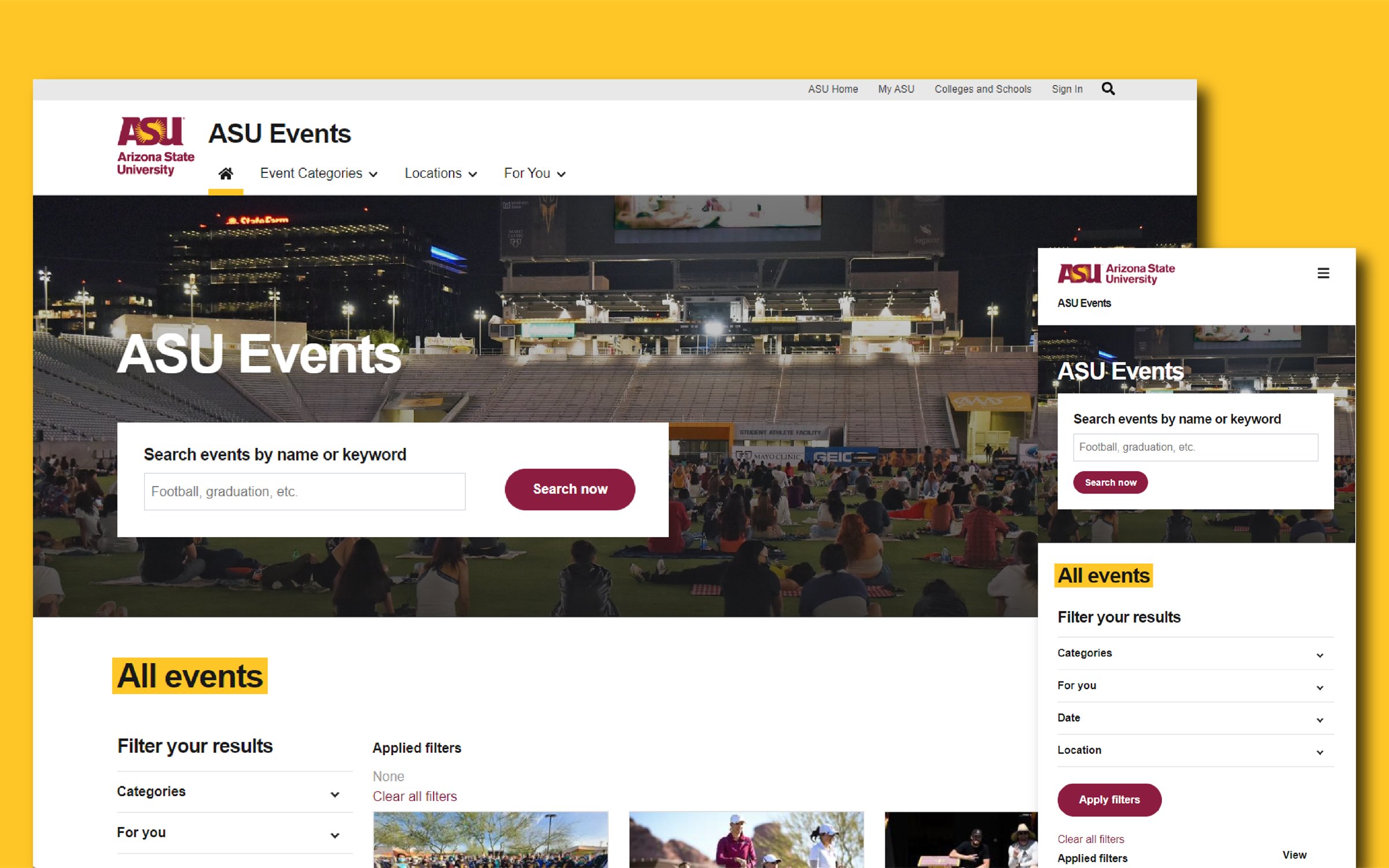 ASU Events Page redesign