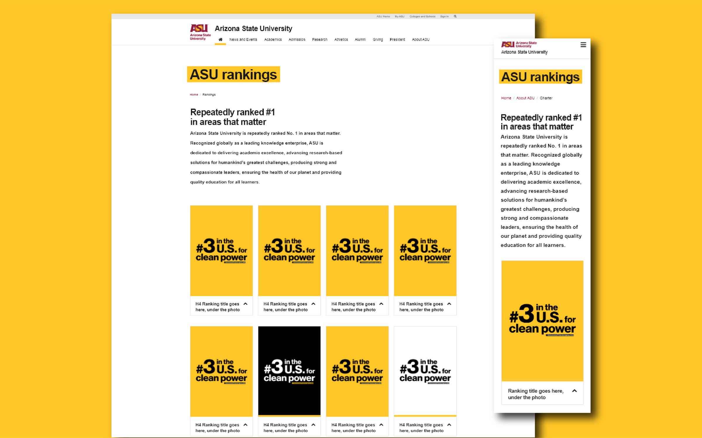 ASU Rankings Page redesign